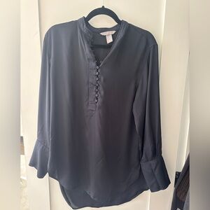 H&M navy blue silky blouse